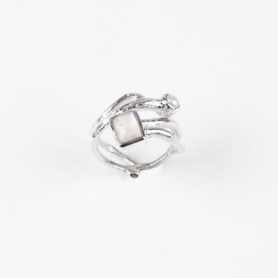 Ring Silber mit Mondstein/Perle