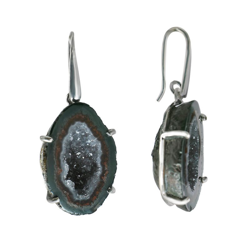 Ohrhänger mit Achatdruse aus 925 Silber