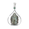 Anhänger mit Labradorit-Buddha & Smaragd aus 925 Silber