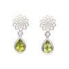 Earrings pendant with peridot & mandala made of 925 silver