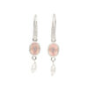 Earrings with rose quartz & pearl made of 925 silver