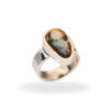 Ring with boulder opal made of 925 silver and gold rim
