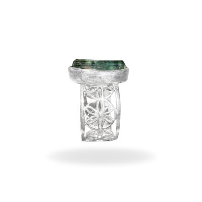 Ring with Tourmaline & Flower of Life made of 925 silver - Image 2